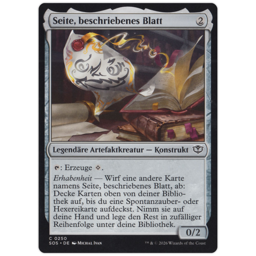 Bild von SOS-DE0250 Seite, beschriebenes Blatt